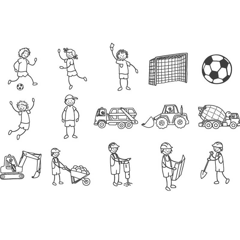 Stemple Heyda zestaw 15 szt. + tusz Piłkarze i budowa 02