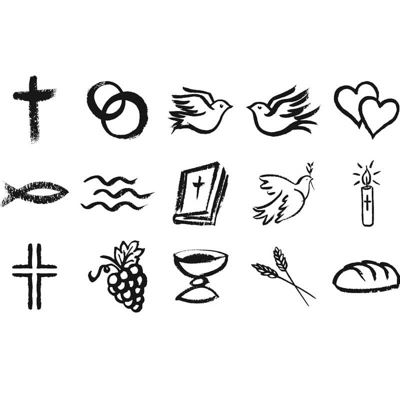 Stemple Heyda zestaw 15 szt. + tusz Ślub i Komunia 02