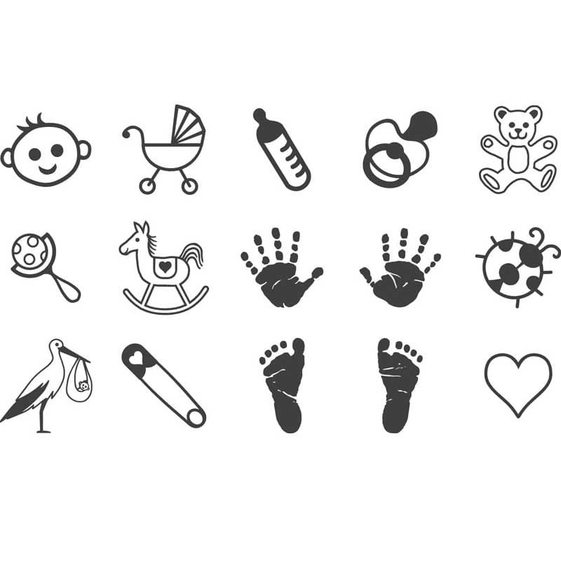 Stemple Heyda zestaw 15 szt. + tusz Dziecko 02