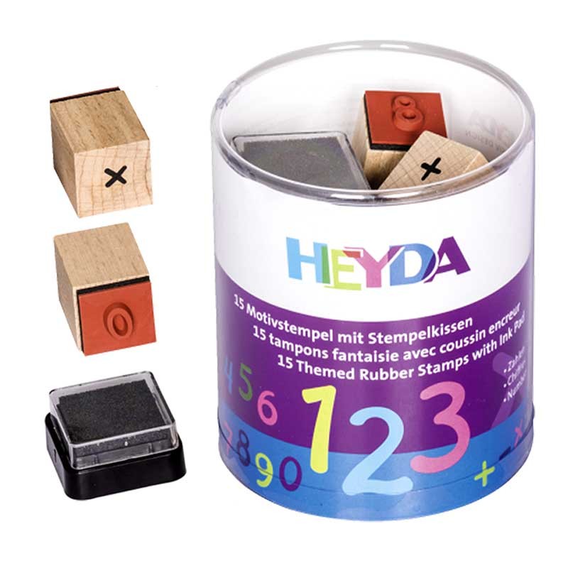 Stemple Heyda zestaw 15 szt. + tusz Cyfry 01