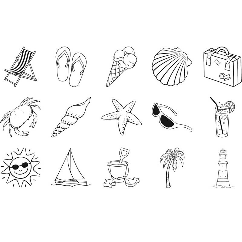 Stemple Heyda zestaw 15 szt. + tusz Wakacje 02