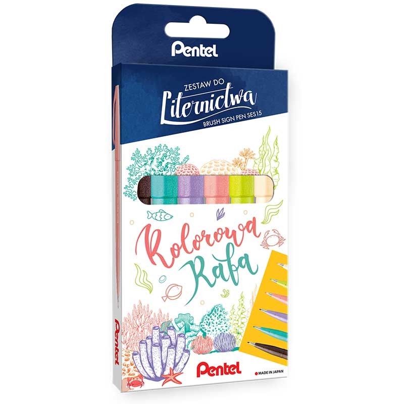 Pisaki do kaligrafii i liternictwa Pentel Sign Pen zestaw 6 szt. Kolorowa Rafa 02