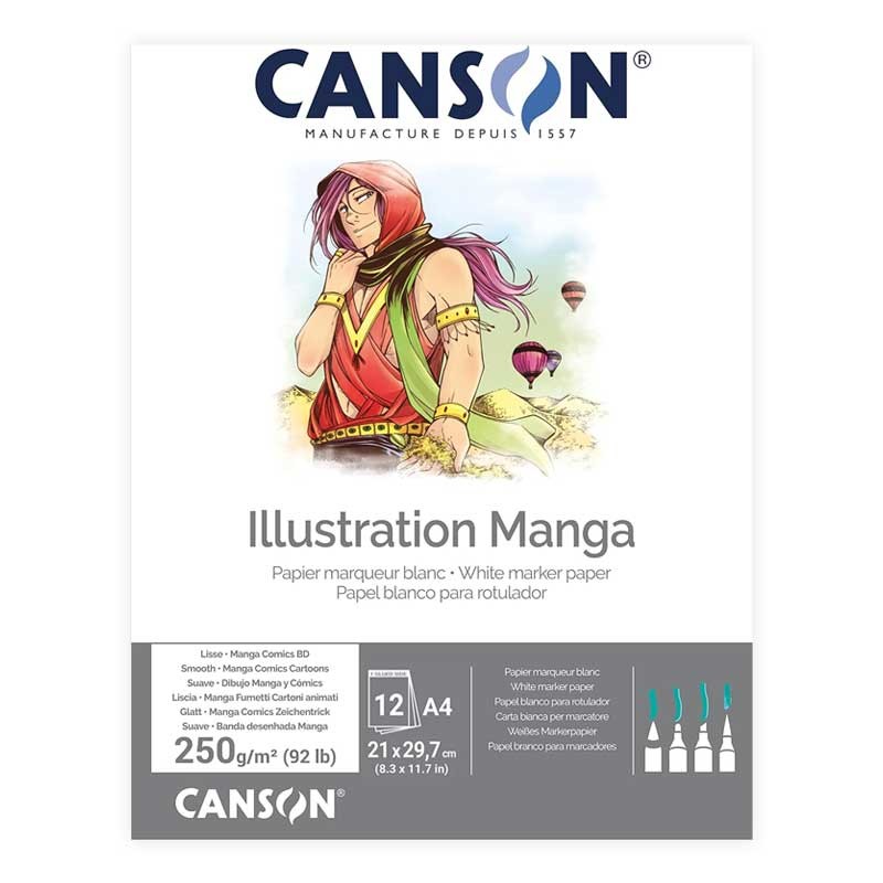 Blok do mangi i komiksów Canson Illustration Manga A4, 250 g, 12 ark. 01