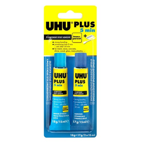 Klej żywiczno - epoksydowy dwuskładnikowy UHU Epoxy Plus 5 min - 2 x 15 ml