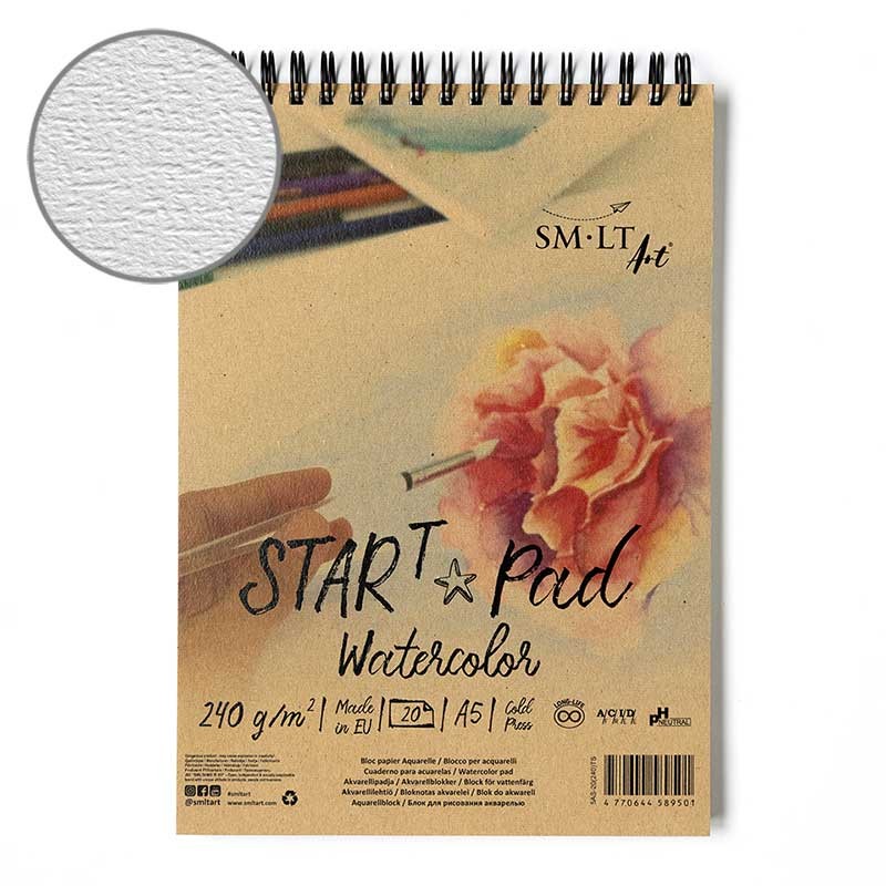 Blok do akwareli SMLT STARt Pad Watercolor A5, 240 g, 20 ark., spirala 01
