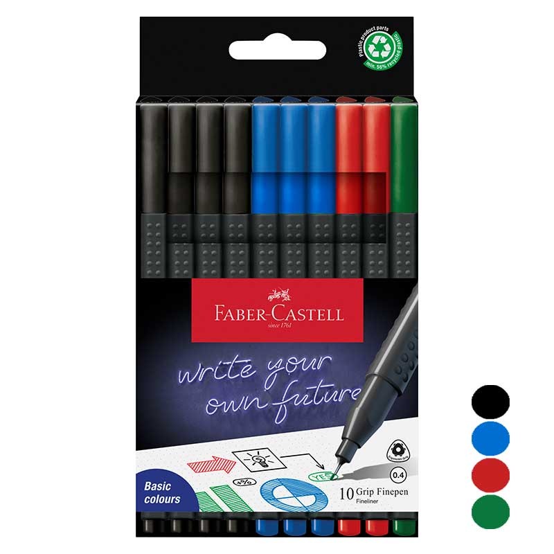 Cienkopisy Faber-Castell Grip Finepen zestaw 10 szt. Basic 01