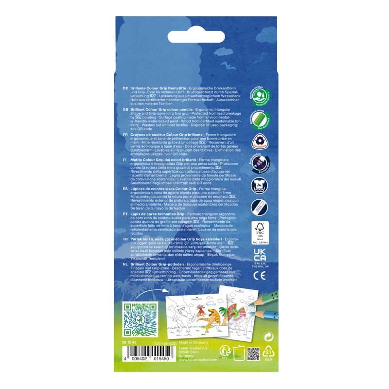 Kredki Faber-Castell Colour Grip 2001 Dinozaur zestaw 10 szt. + 3 szt. + naklejki 05