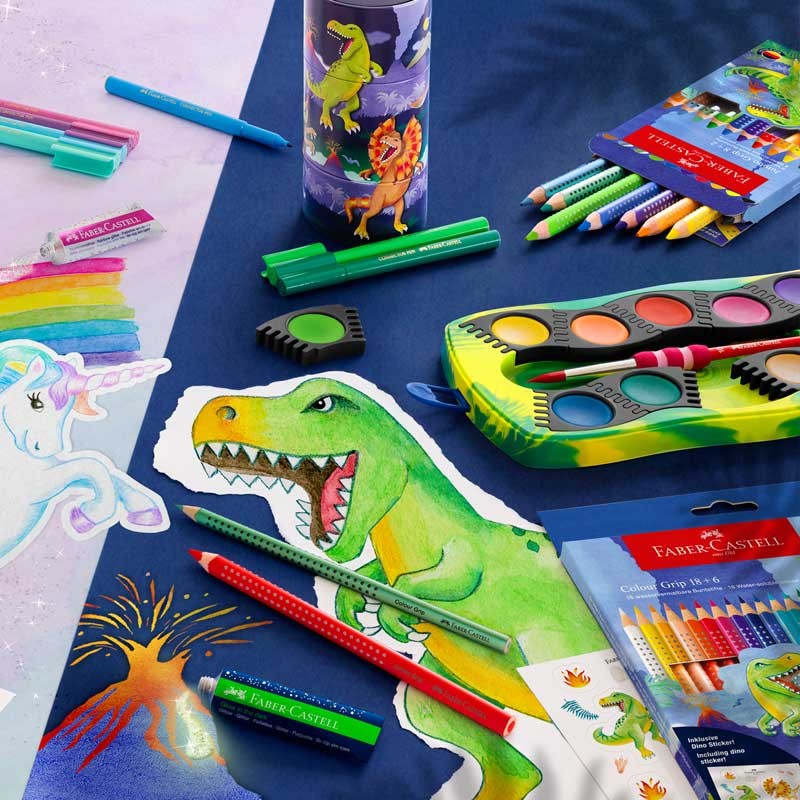 Kredki Faber-Castell Colour Grip 2001 Dinozaur zestaw 18 szt. + 6 szt. + naklejki 04