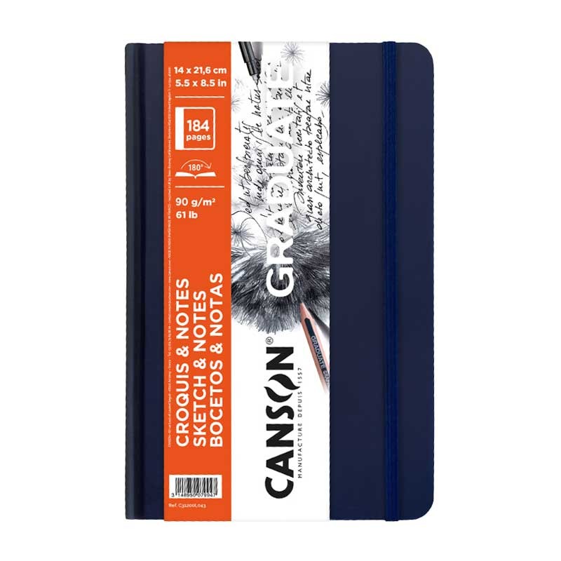 Szkicownik Graduate Sketch & Notes Canson 14 x 21.6 cm 90 g 184 ark. granatowa twarda oprawa 01