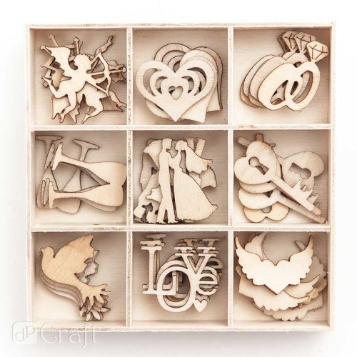 Kształty drewniane ślub dpCraft 45 szt.