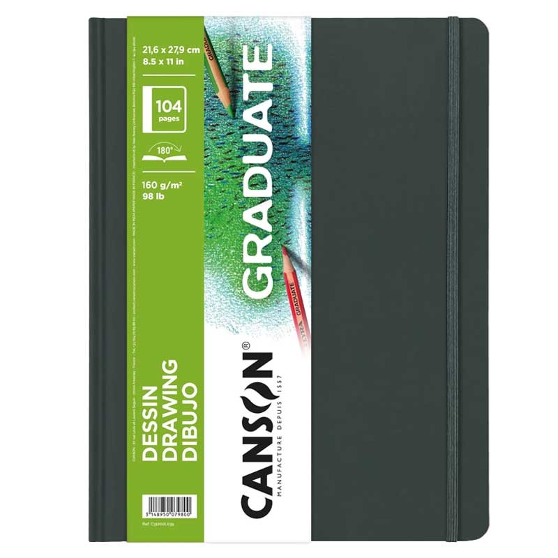 Szkicownik Graduate Drawing Canson 14 x 21.6 cm 160 g 104 str. ciemnoszary twarda oprawa 01