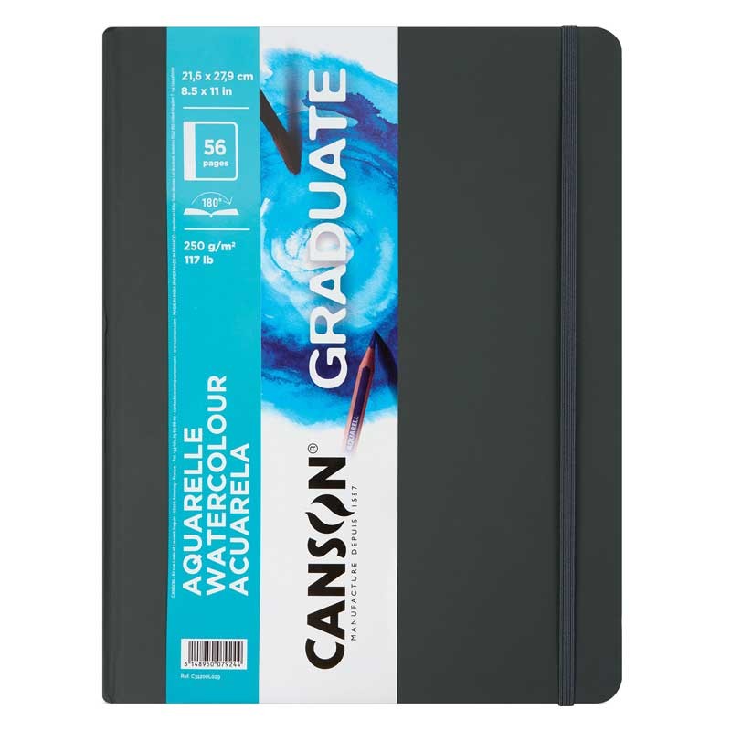 Szkicownik Graduate Watercolour Canson A4, 250 g, 56 stron, ciemnoszary twarda oprawa 01