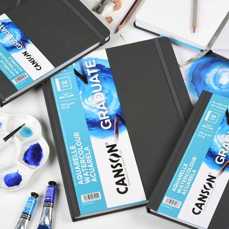 Szkicownik Graduate Watercolour Canson A4, 250 g, 56 stron, ciemnoszary twarda oprawa 05