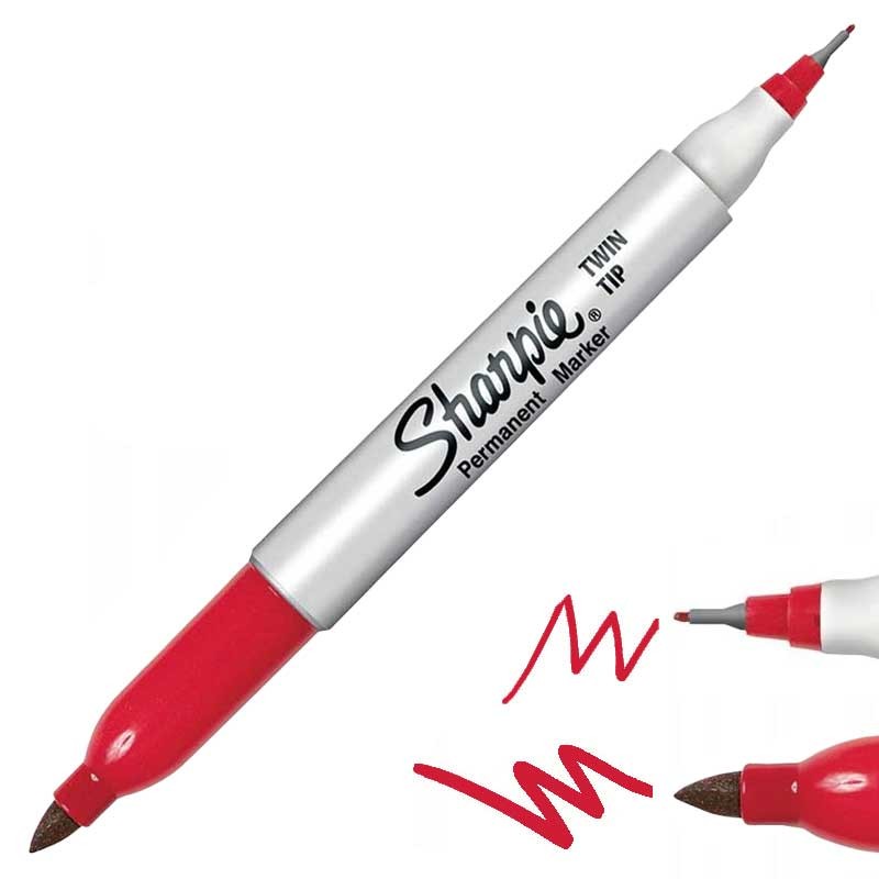 Marker permanentny dwustronny Sharpie Twin Tip czerwony 01