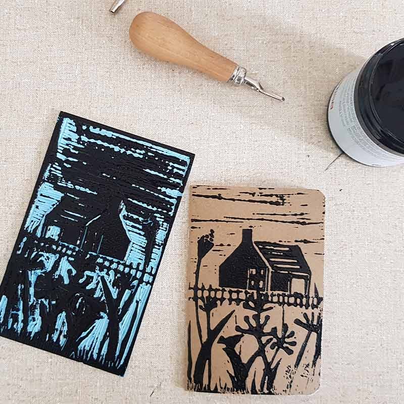 Linoleum miękkie niebieskie płyta do linorytu Soft Lino Sheet Art Creation 10x15cm-06