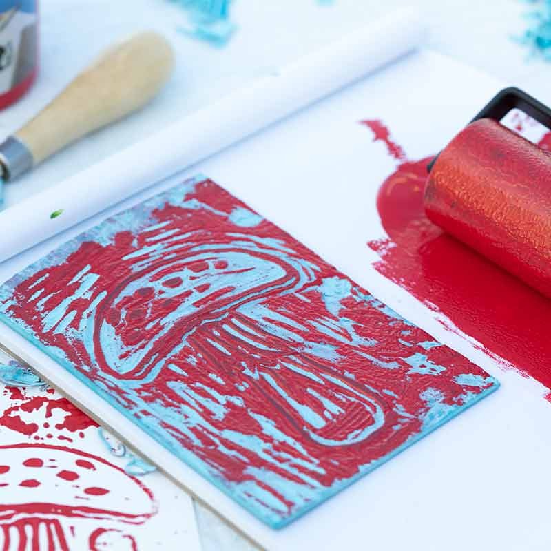 Linoleum miękkie niebieskie płyta do linorytu Soft Lino Sheet Art Creation 10x15cm-07