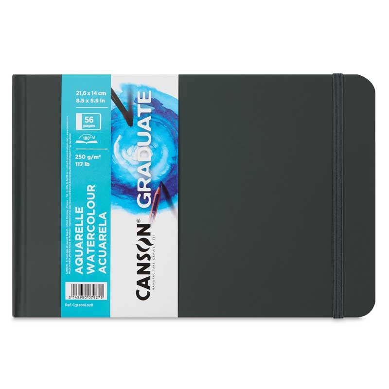 Szkicownik Graduate Watercolour Canson A5 250 g 56 str. ciemnoszary twarda oprawa poziom 01