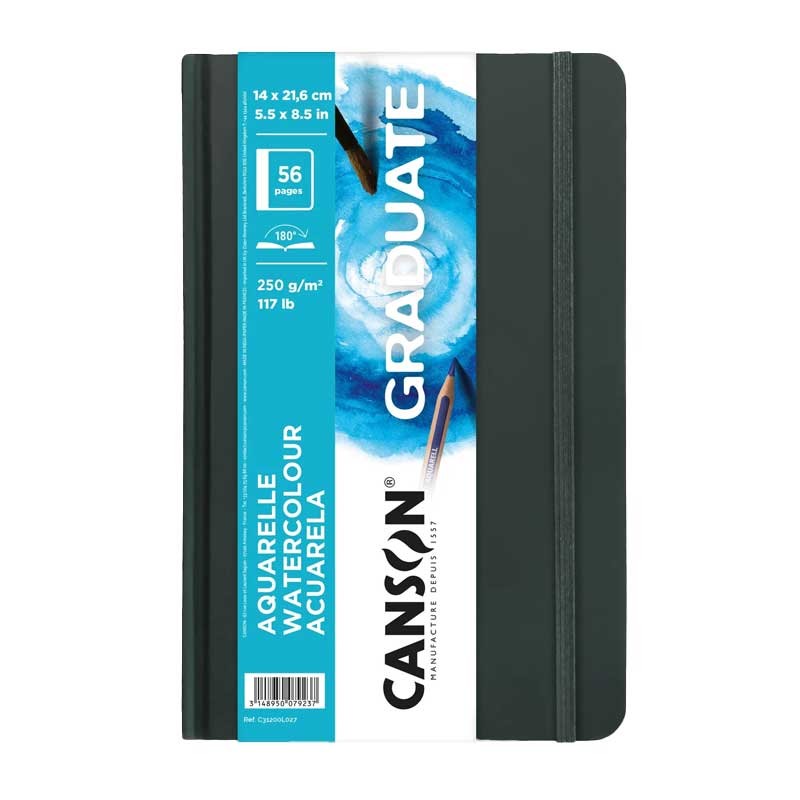 Szkicownik Graduate Watercolour Canson A5, 250 g, 56 stron, ciemnoszary twarda oprawa