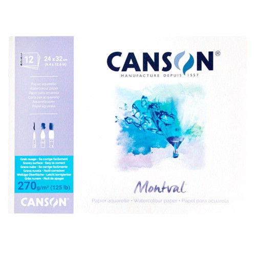 Blok do akwareli Canson Montval Torchon, Grain nuage - 24 x 32 cm, 270 g, 12 ark.