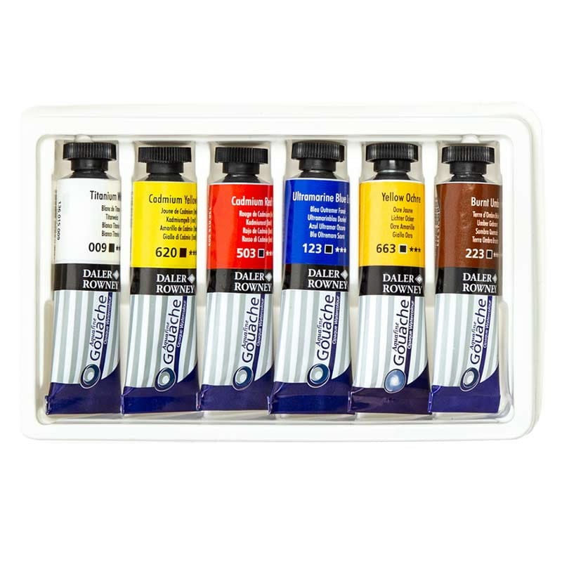 Farby-Gouache-Aquafine-Daler-Rowney-zestaw-6-x-15-ml