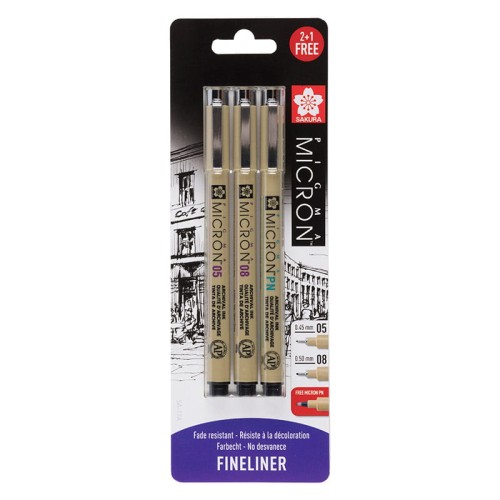 Cienkopisy Pigma Micron Fineliners Black Sakura 2 szt. + PN Gratis