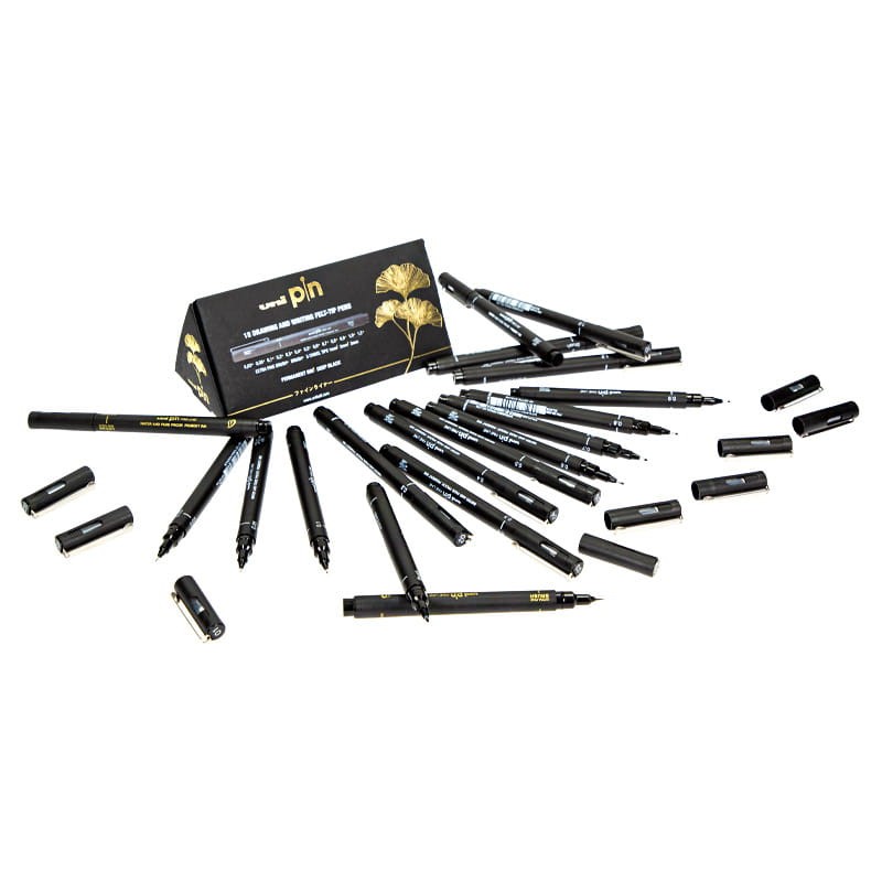 Cienkopisy kreślarskie Uni Pin - 200 zestaw 18 szt. - piramida