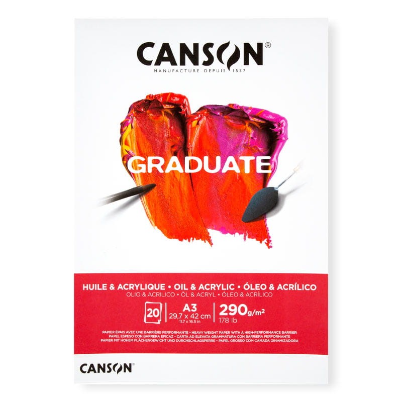 Blok do farb akrylowych i olejnych Canson Graduate - A3, 290 g, 20 ark.