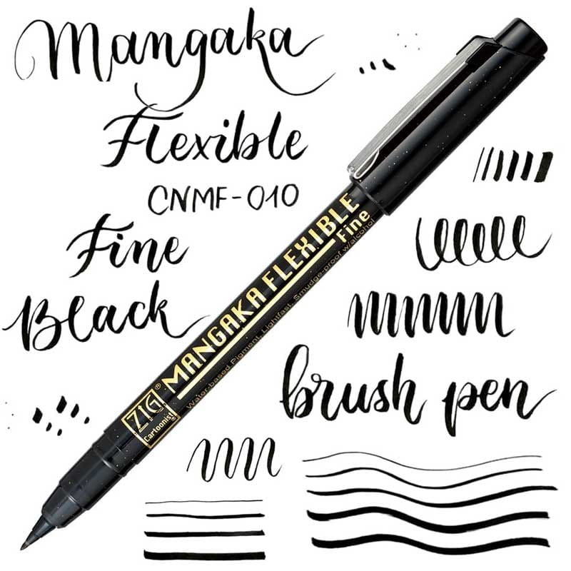 Pisak-Zig-Cartoonist-Mangaka-F-flex-fine-Black-CNMF-010-01
