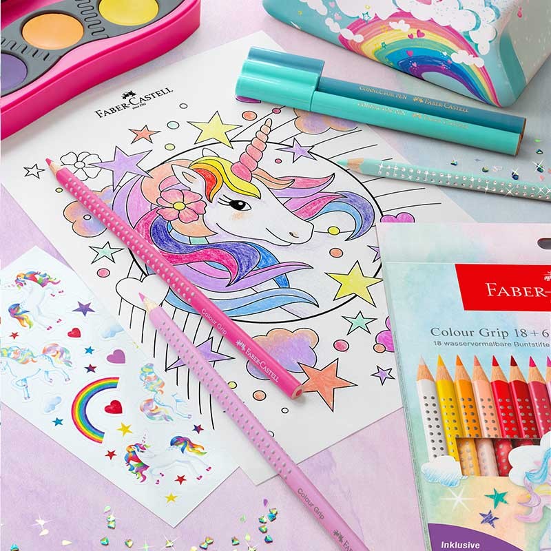 Kredki Faber-Castell Colour Grip 2001 Unicorn zestaw 10 szt. + 3 szt. + naklejki 02