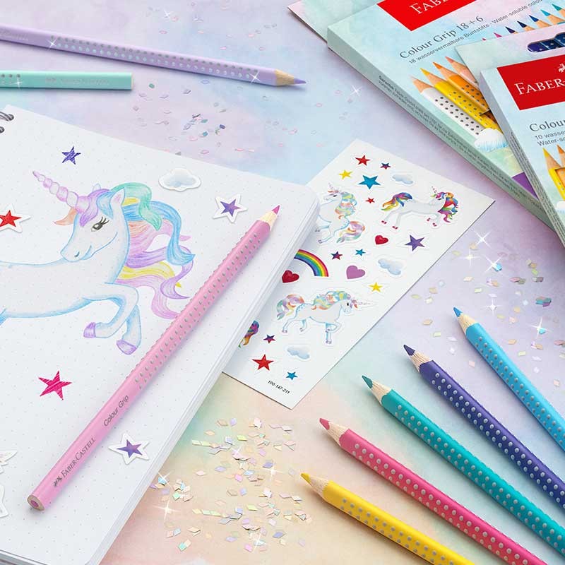 Kredki Faber-Castell Colour Grip 2001 Unicorn zestaw 10 szt. + 3 szt. + naklejki 05