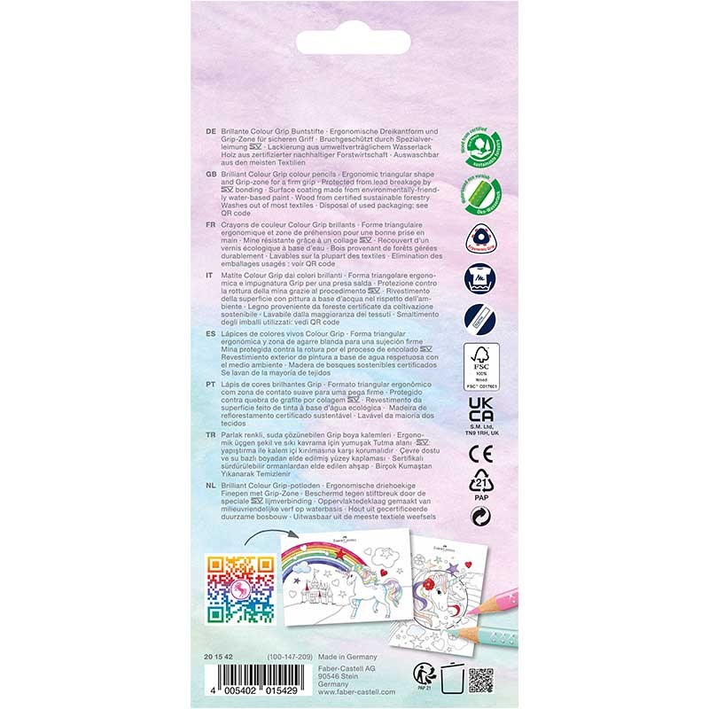 Kredki Faber-Castell Colour Grip 2001 Unicorn zestaw 10 szt. + 3 szt. + naklejki 06