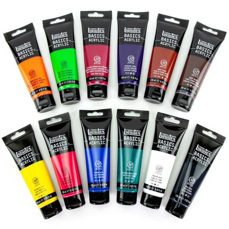 Farby akrylowe Liquitex Basics zestaw 12 x 118 ml 02