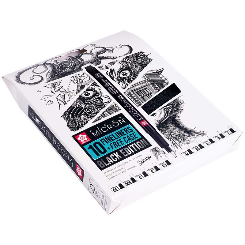 Cienkopisy Micron Black zestaw 10 szt. + etui 04