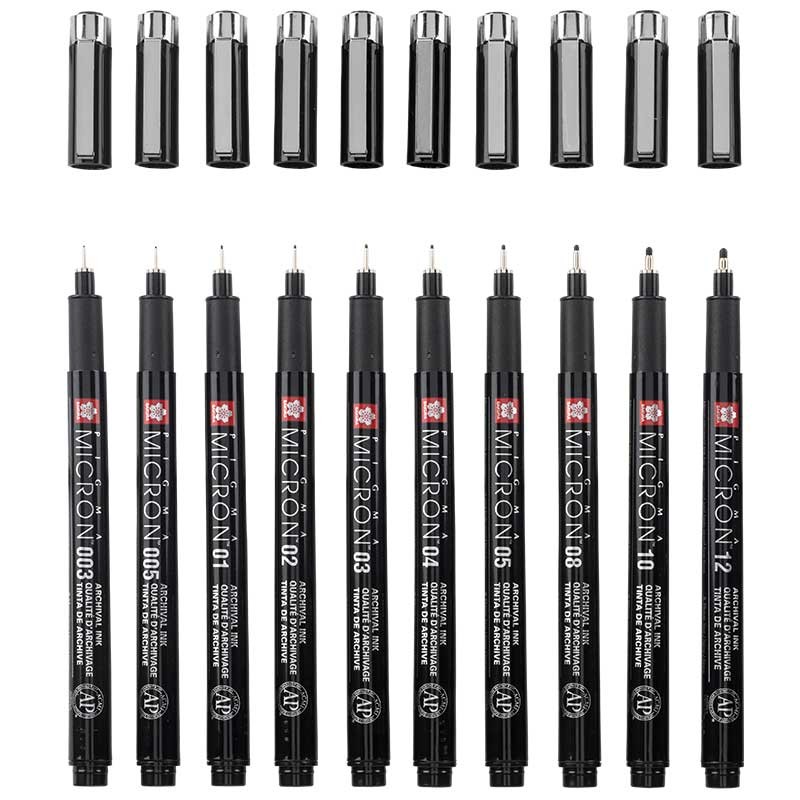 Cienkopisy Micron Black zestaw 10 szt. + etui 02