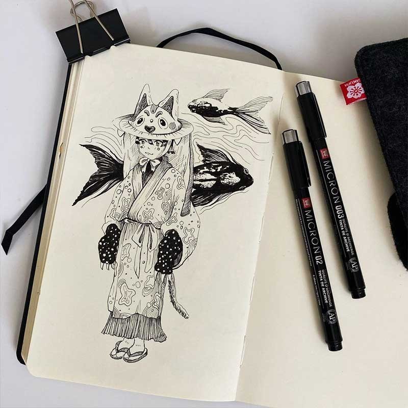 Cienkopisy Micron Black zestaw 10 szt. + etui 06