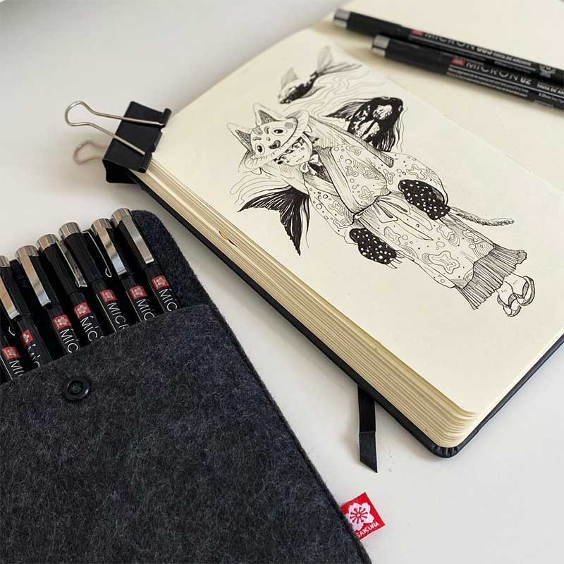 Cienkopisy Pigma Micron Black zestaw 3 szt. + etui 05