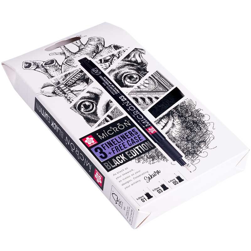 Cienkopisy Pigma Micron Black zestaw 3 szt. + etui 04