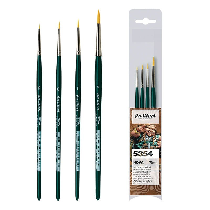 Pędzle syntetyczne do figurek i miniatur da Vinci NOVA zestaw 5354 - 4 szt. - okrągłe.01