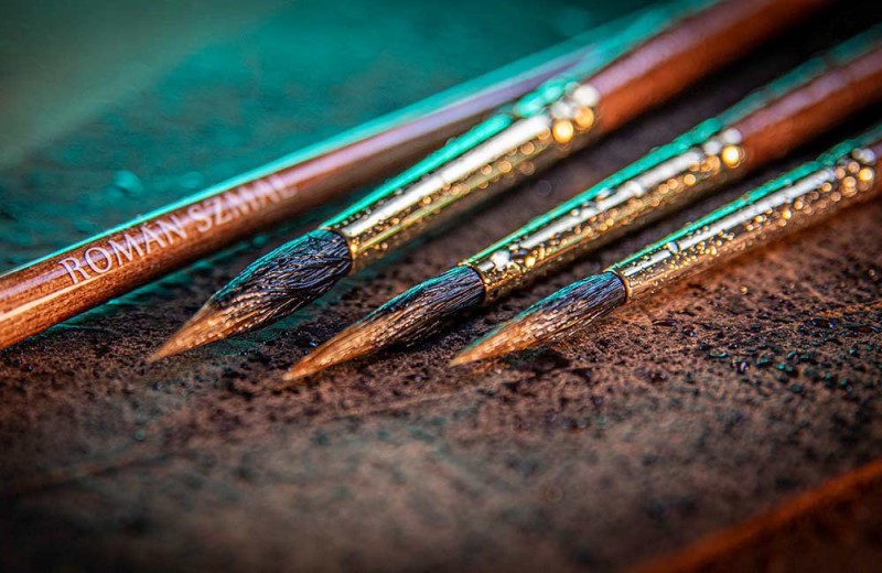 Pędzel naturalny do akwareli włosie sobola i wiewiórki Roman Szmal seria 912 - 14 - okrągły-05