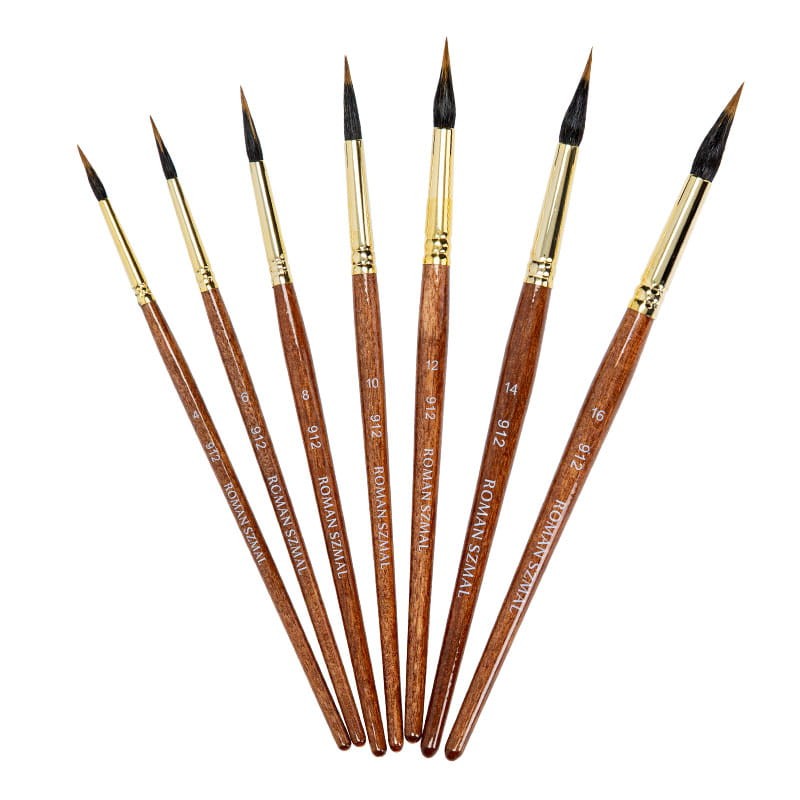 Pędzel naturalny do akwareli włosie sobola i wiewiórki Roman Szmal seria 912 - 14 - okrągły-02