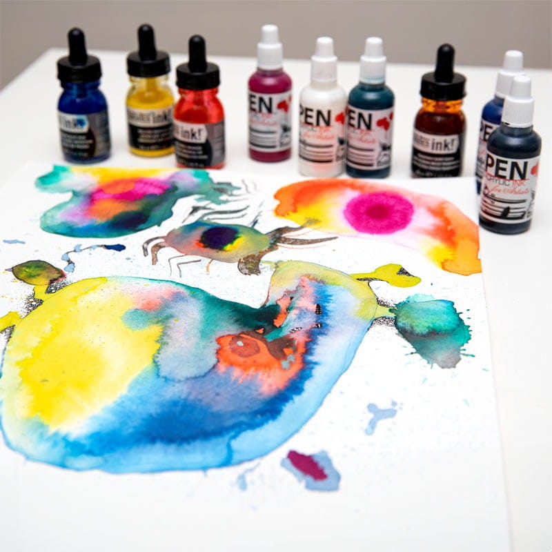 Tusz-akrylowy-Liquitex-i-Renesans-Pen.