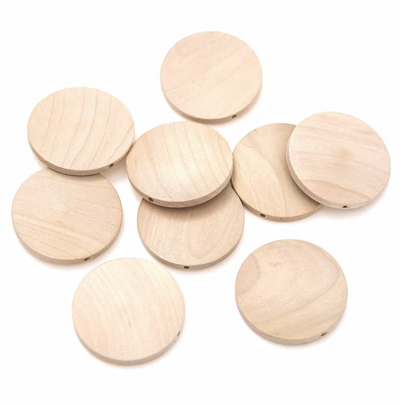 Koraliki drewniane dpCraft monetki 4 cm 10 szt. 01