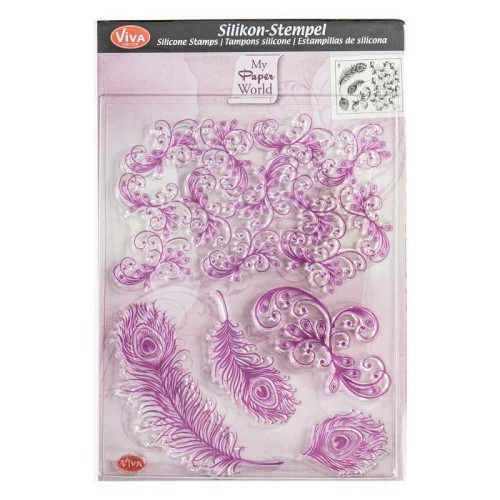 Stemple silikonowe transparentne Viva - Peakock feather 5 szt.