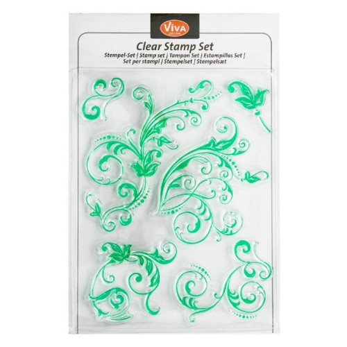 Stemple silikonowe transparentne Viva - Floral curlicues 6 szt.