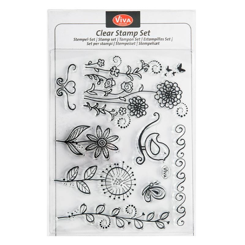 Stemple silikonowe transparentne Viva  Bird & flowers 8 szt-01