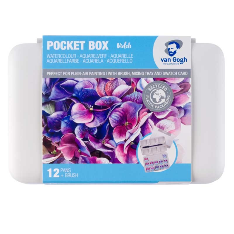 Farby akwarelowe Van Gogh zestaw Pocket Box 12 kostek Talens - Violets