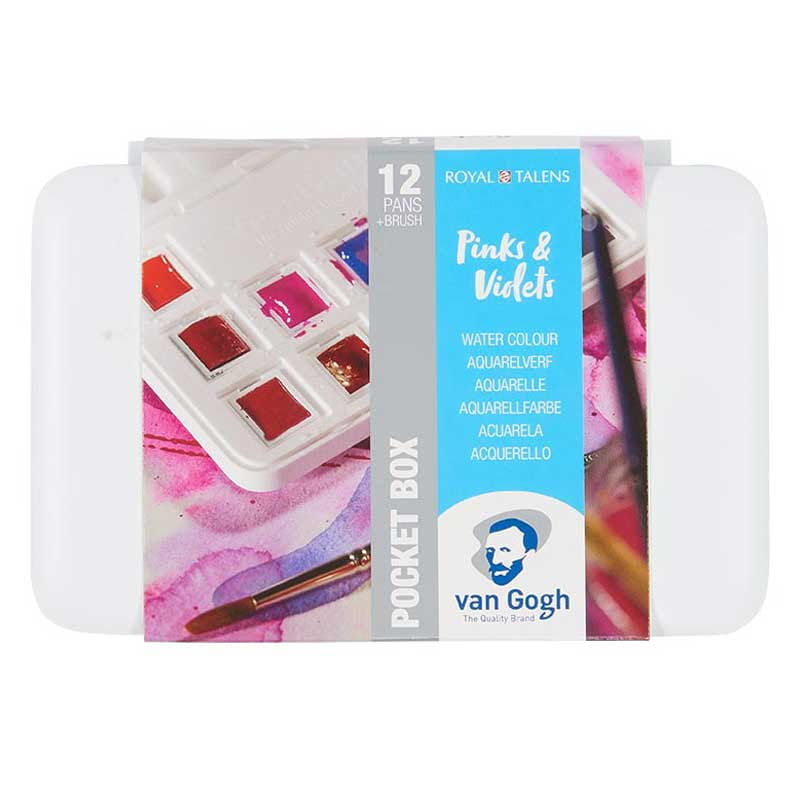 Farby akwarelowe Van Gogh zestaw Pocket Box 12 kostek Talens - Violets