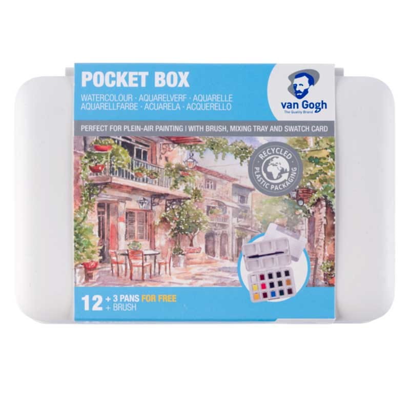 Farby akwarelowe Van Gogh zestaw Pocket Box 12+3 kostek Talens