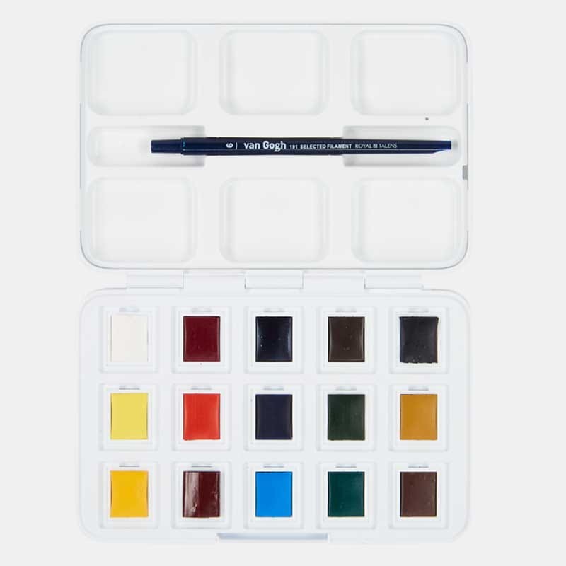 Farby akwarelowe Van Gogh zestaw Pocket Box 12+3 kostek Talens