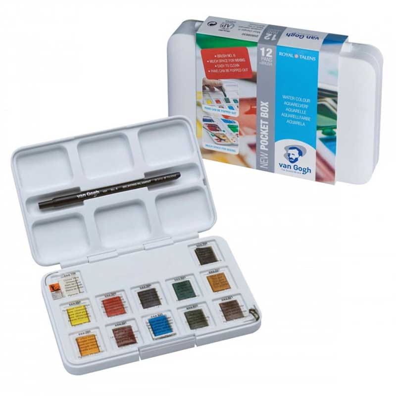 Farby akwarelowe Van Gogh zestaw Pocket Box 12 kostek Talens - Basic Colours